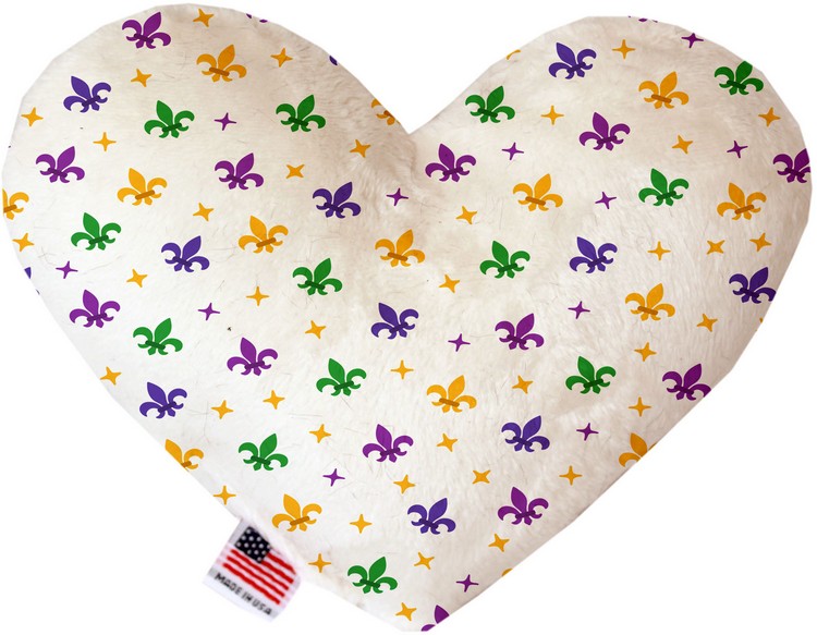 Confetti Fleur de Lis Mardi Gras 6 inch Stuffing Free Heart Dog Toy