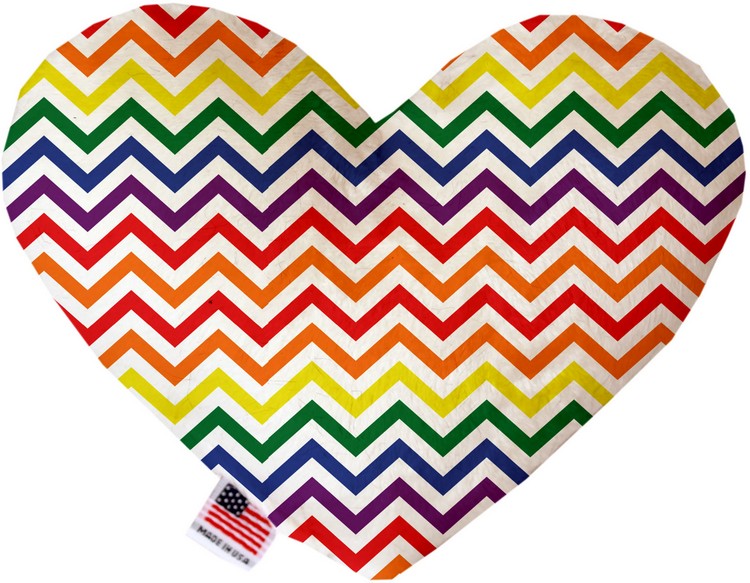 Rainbow Chevron 8 inch Canvas Heart Dog Toy