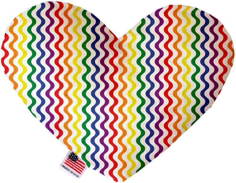 Rainbow Fun Stripes 8 inch Stuffing Free Heart Dog Toy