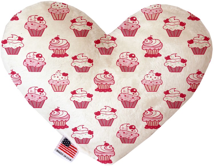 Pink Whimsy Cupcakes 6 inch Heart Dog Toy