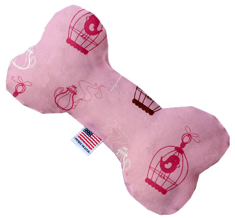 Pink Whimsy Bird Cages 6 inch Stuffing Free Bone Dog Toy