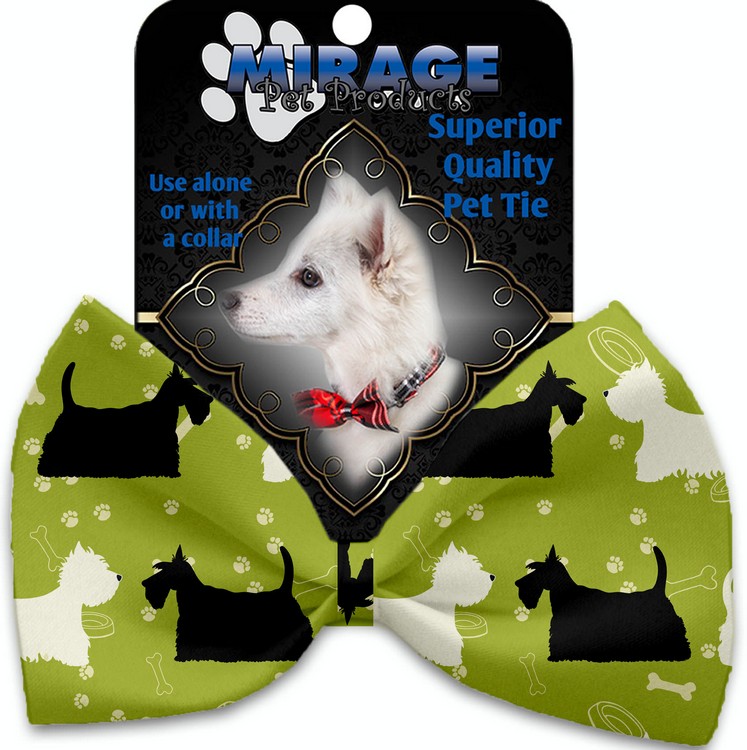 Scottie and Westie Pet Bow Tie Collar Accessory with Velcro