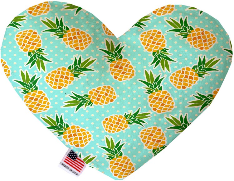 Pineapples and Polka Dots 6 inch Stuffing Free Heart Dog Toy