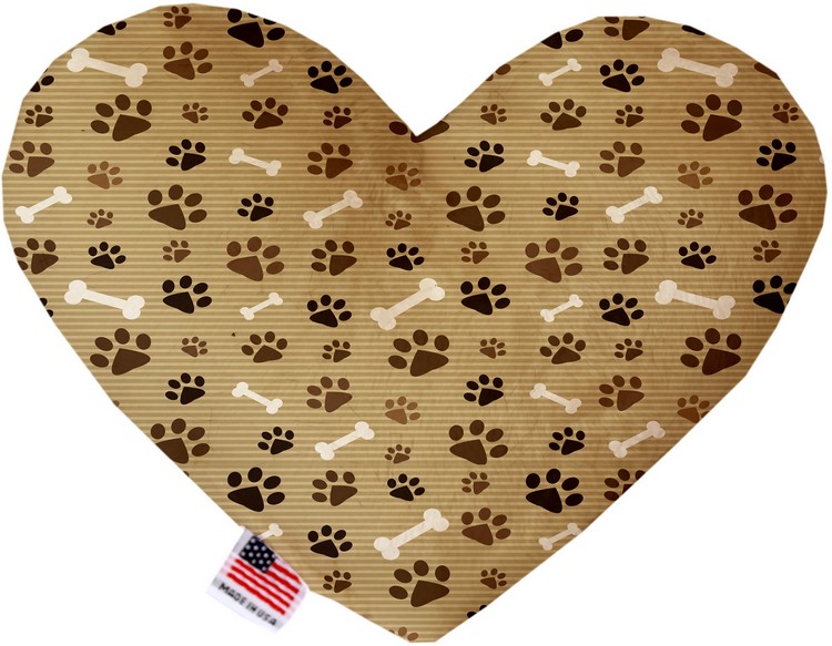 Mocha Paws and Bones 6 inch Stuffing Free Heart Dog Toy