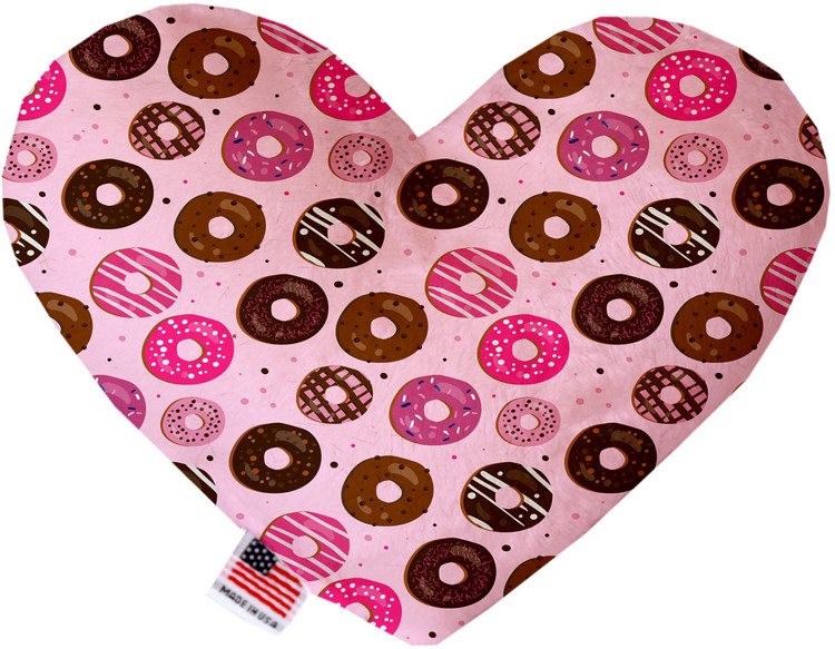 Pink Donuts 8 inch Stuffing Free Heart Dog Toy