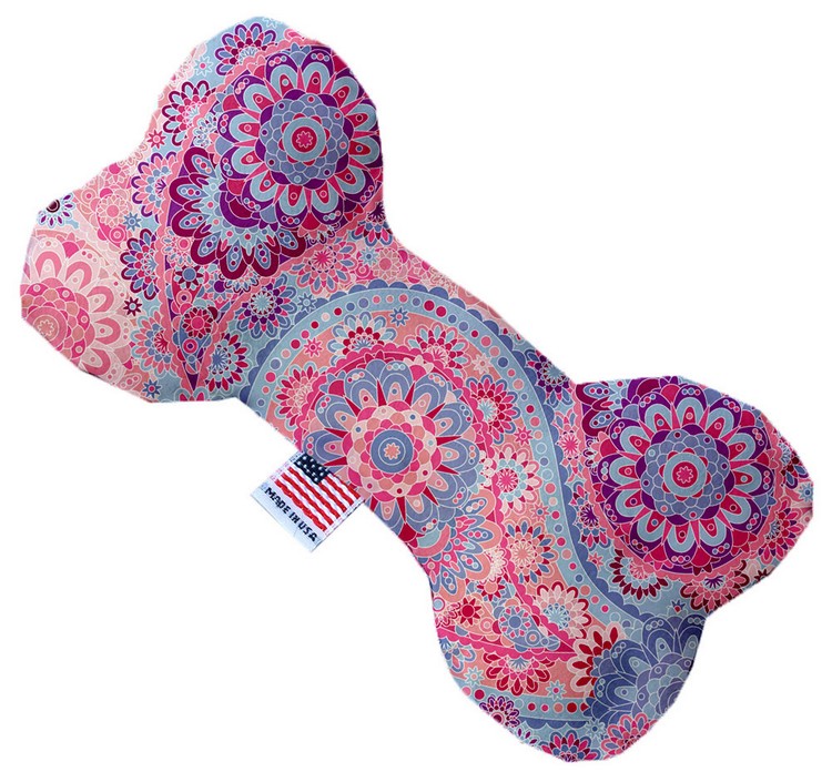 Pink Bohemian 10 inch Canvas Bone Dog Toy