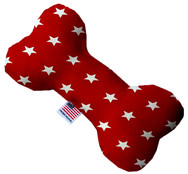 Red Stars 6 inch Stuffing Free Bone Dog Toy