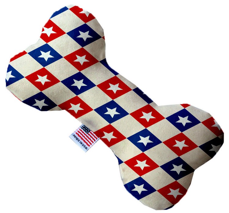 Patriotic Checkered Stars 10 inch Stuffing Free Bone Dog Toy