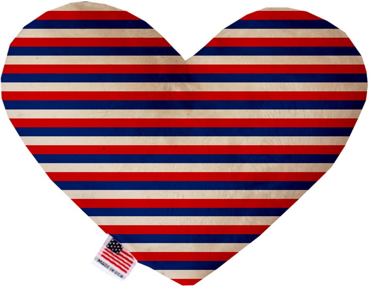 Patriotic Stripes 6 inch Stuffing Free Heart Dog Toy