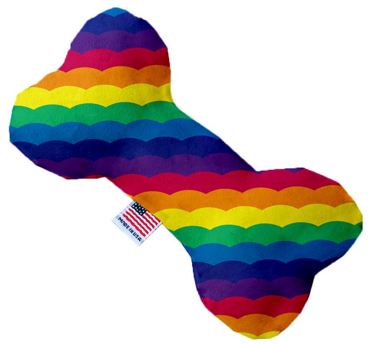 Scalloped Rainbow 8 inch Canvas Bone Dog Toy