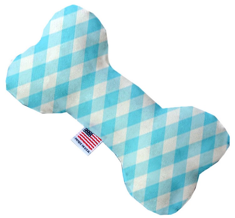 Baby Blue Plaid 6 inch Bone Dog Toy