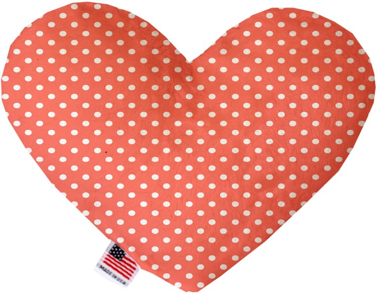 Peach Polka Dots 8 inch Heart Dog Toy