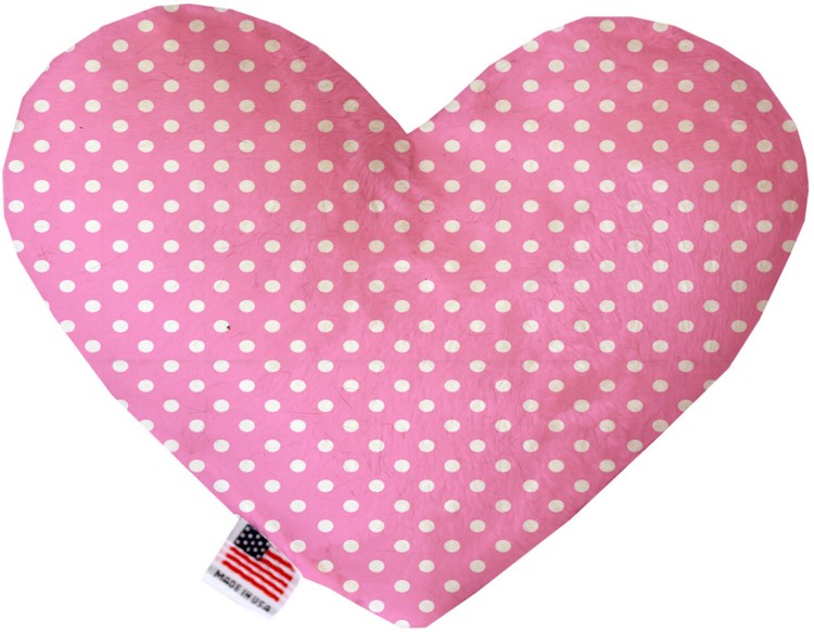 Pink Polka Dots 6 inch Stuffing Free Heart Dog Toy