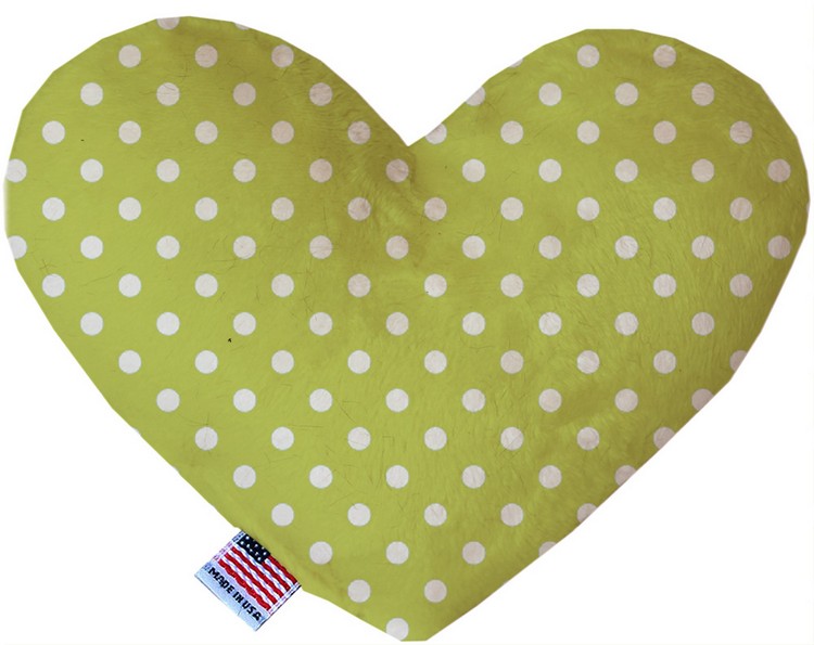 Lime Green Polka Dots 8 inch Canvas Heart Dog Toy