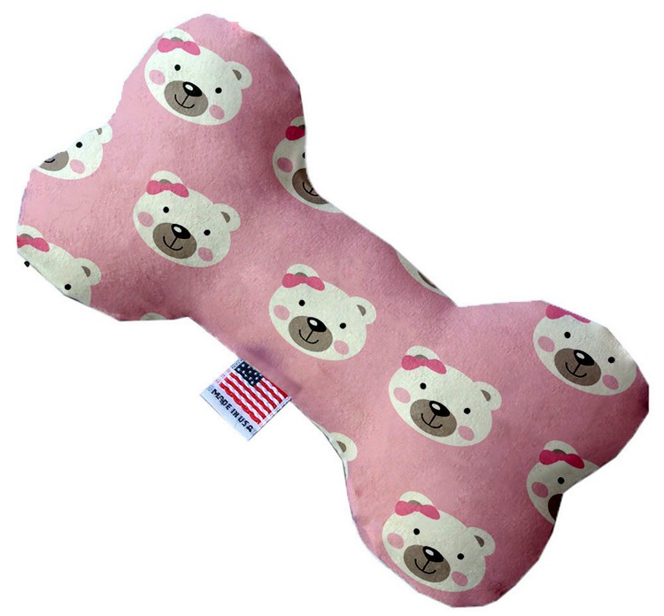 Pink Bears and Bows 6 inch Stuffing Free Bone Dog Toy