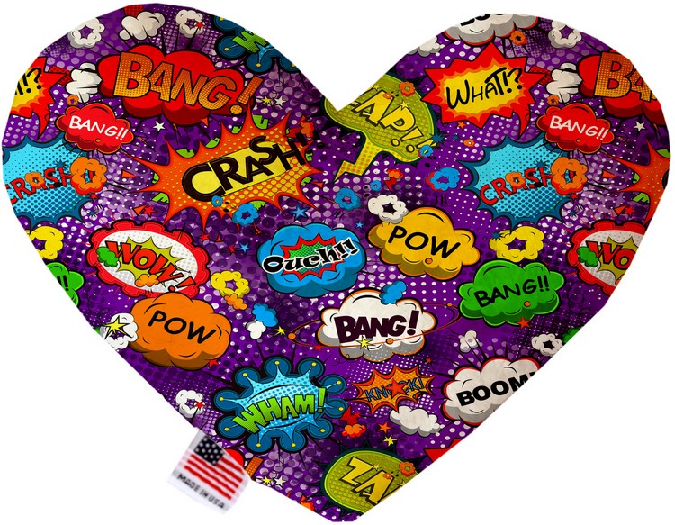 Purple Comic Sound Effects 8 inch Canvas Heart Dog Toy