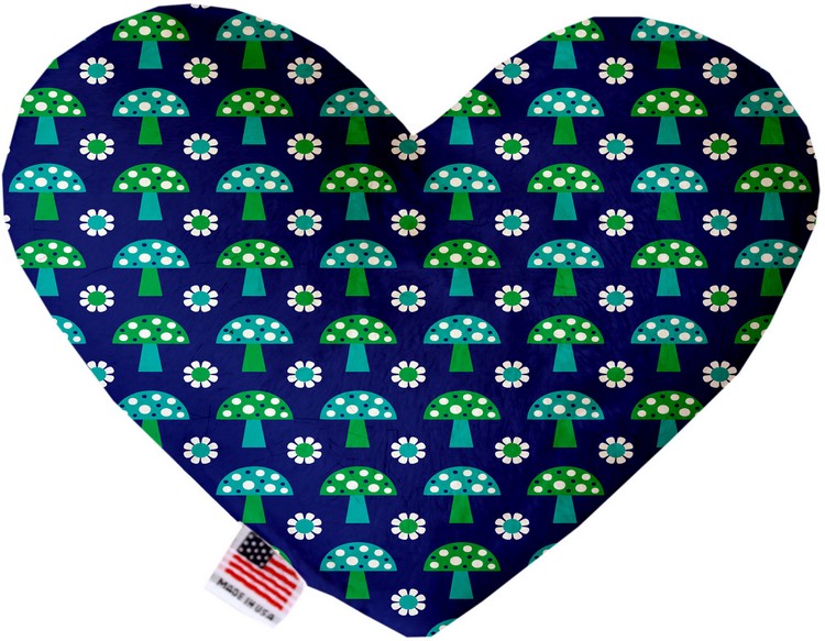 Blue Mushrooms 8 inch Canvas Heart Dog Toy