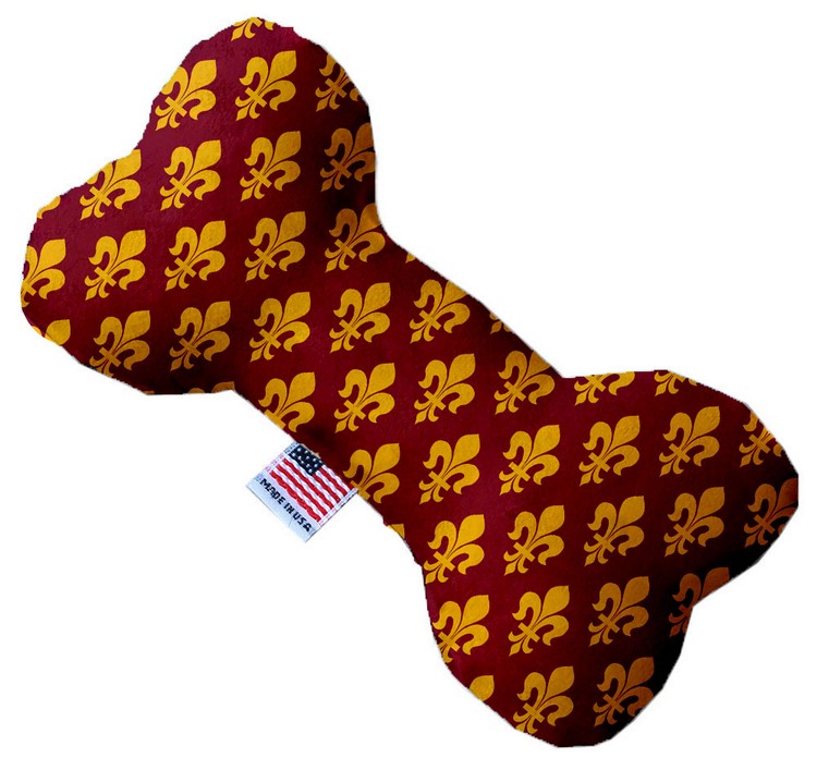 Maroon Fleur de Lis 6 inch Stuffing Free Bone Dog Toy