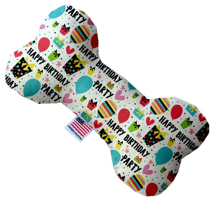 Happy Birthday 10 inch Canvas Bone Dog Toy