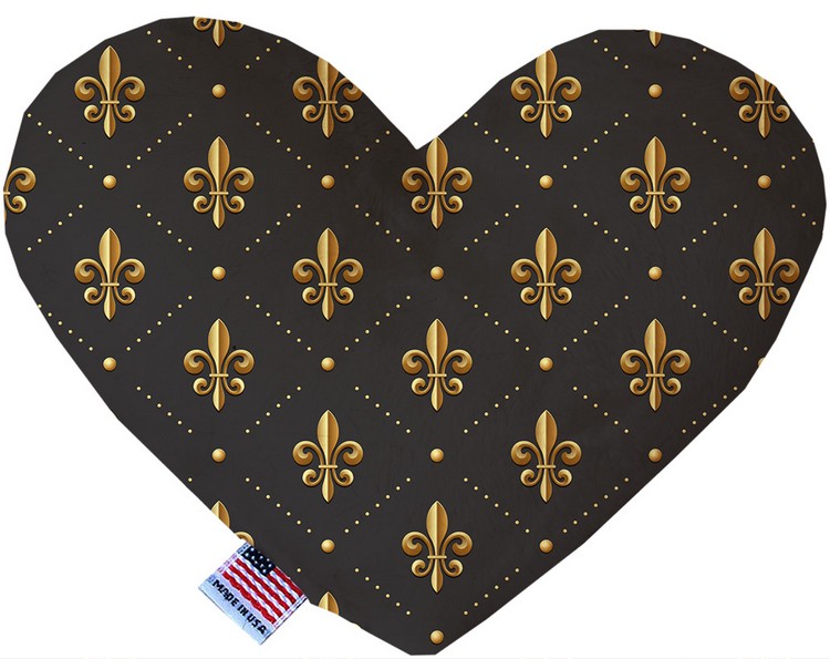 Black and Gold Fleur de Lis 8 inch Canvas Heart Dog Toy