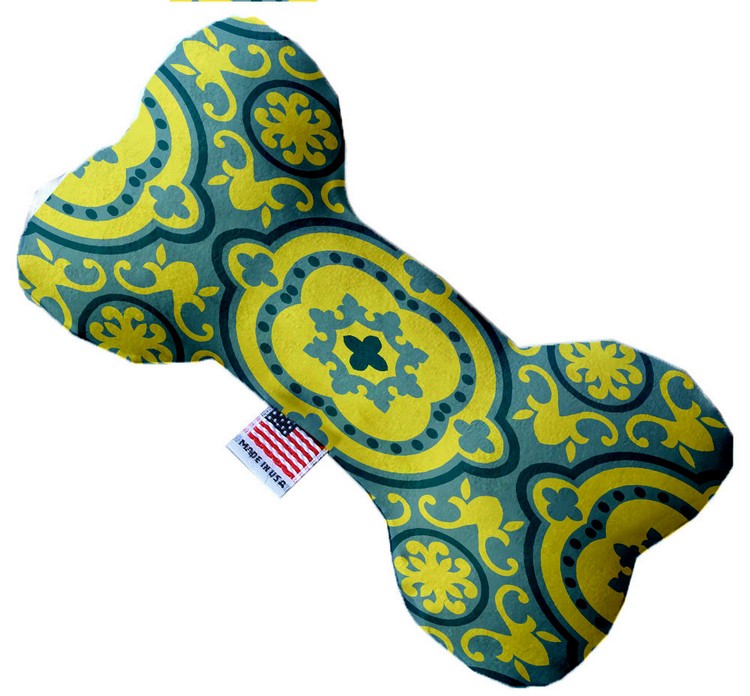 Blue and Yellow Moroccan Patterned 6 inch Canvas Bone Dog Toy