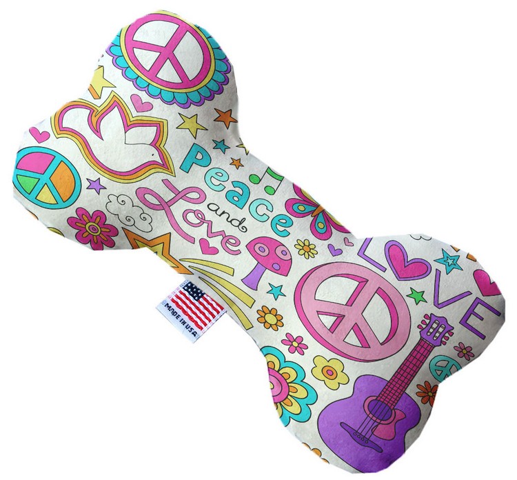 Hippy Love 8 inch Canvas Bone Dog Toy