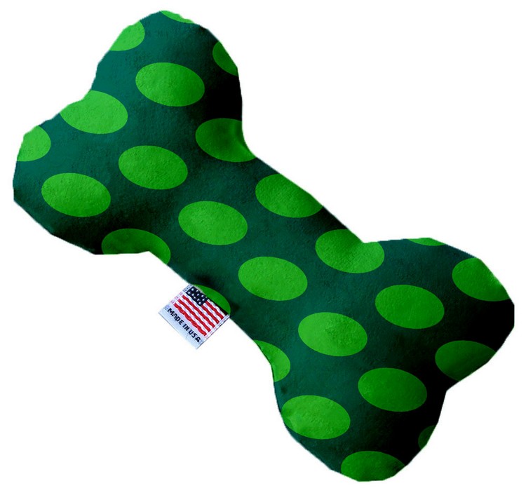 Green on Green Dots 10 inch Canvas Bone Dog Toy