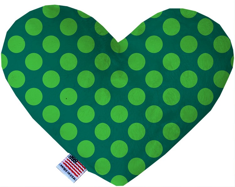 Green on Green Dots 6 inch Canvas Heart Dog Toy