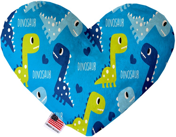 Blue Dinosaurs 6 inch Stuffing Free Heart Dog Toy