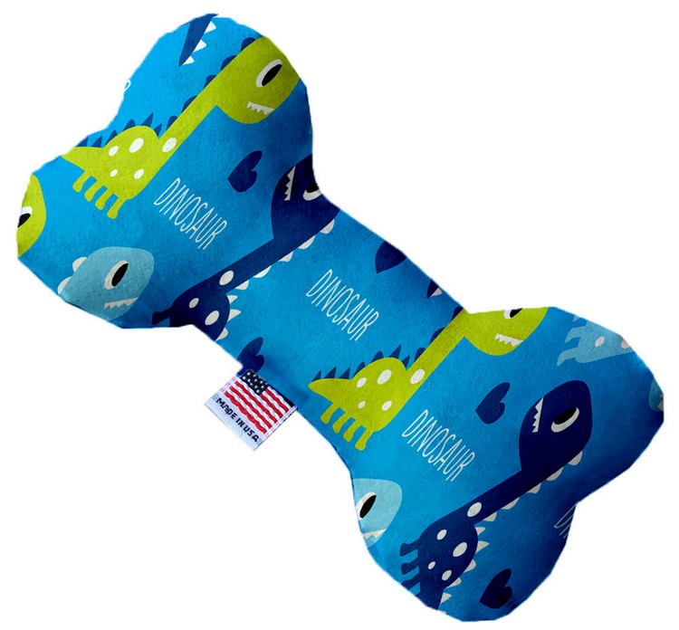 Blue Dinosaurs 8 Inch Canvas Bone Dog Toy