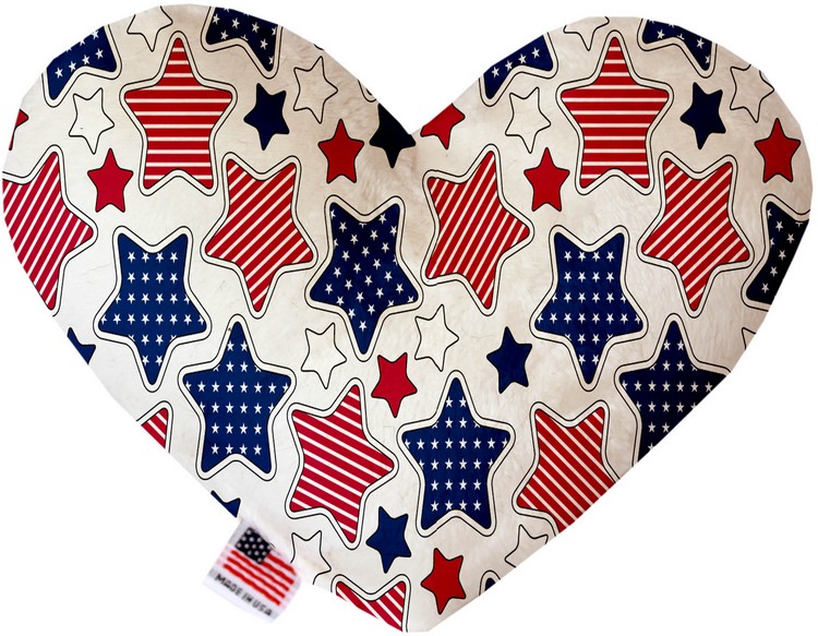 Patriotic Stars 6 inch Stuffing Free Heart Dog Toy