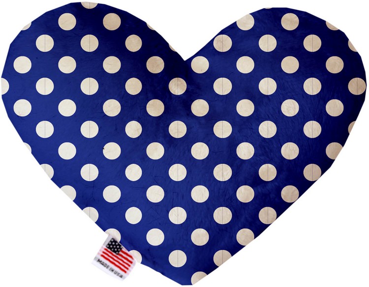 Bright Blue Swiss Dots 8 Inch Canvas Heart Dog Toy