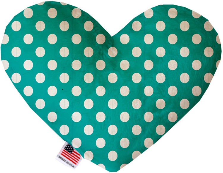Seafoam Green Swiss Dots 6 inch Stuffing Free Heart Dog Toy