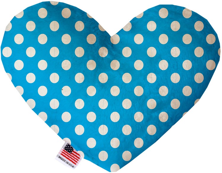 Aqua Blue Swiss Dots 6 inch Stuffing Free Heart Dog Toy