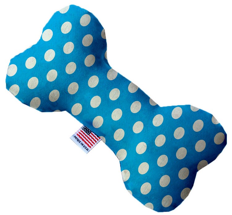Aqua Blue Swiss Dots 10 inch Stuffing Free Bone Dog Toy