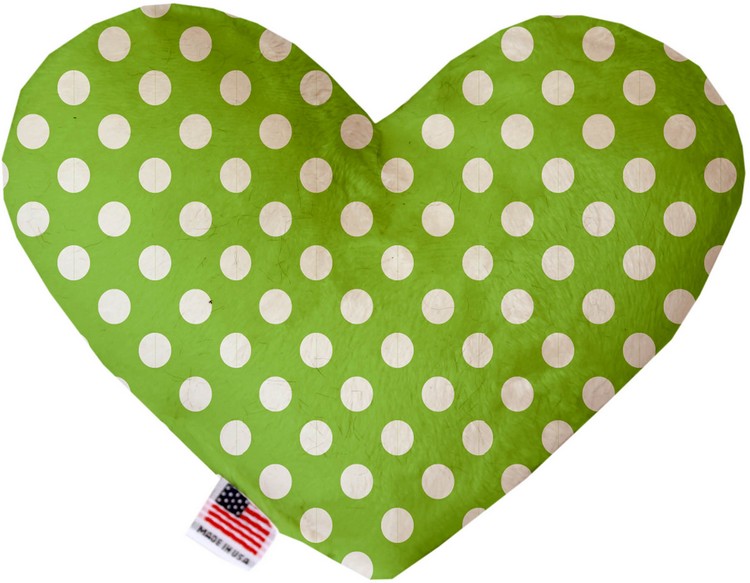 Lime Green Swiss Dots 6 Inch Heart Dog Toy