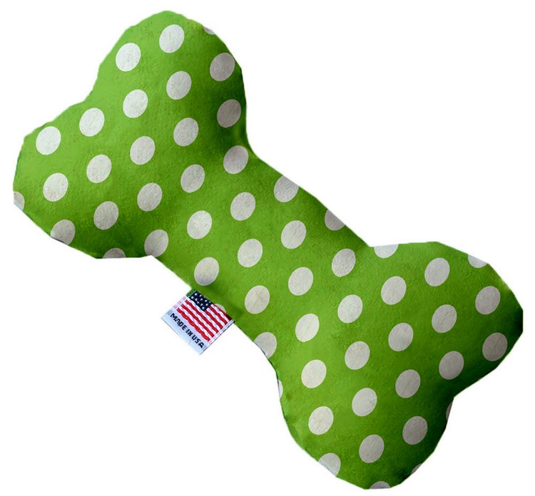 Lime Green Swiss Dots 8 Inch Canvas Bone Dog Toy