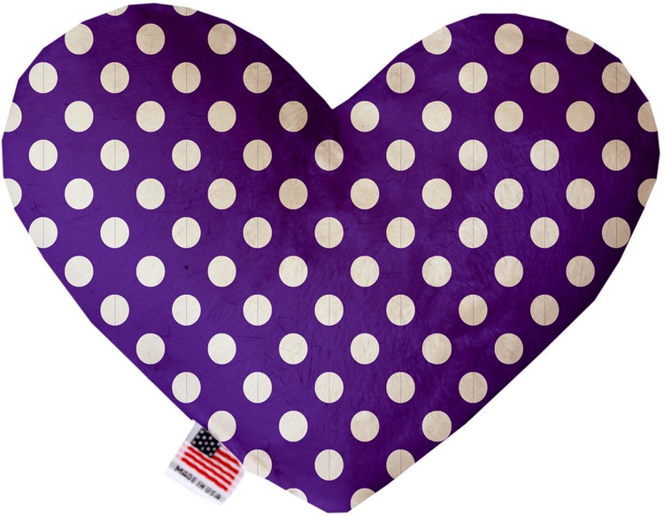 Royal Purple Swiss Dots 8 inch Stuffing Free Heart Dog Toy