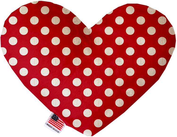 Red Swiss Dots 6 Inch Heart Dog Toy