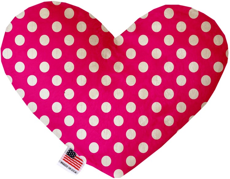 Hot Pink Swiss Dots 6 Inch Canvas Heart Dog Toy