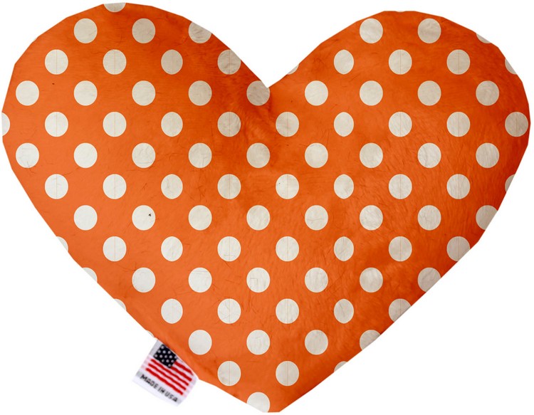 Melon Orange Swiss Dots 8 Inch Canvas Heart Dog Toy