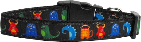 Black Monsters Nylon Dog Collar XS