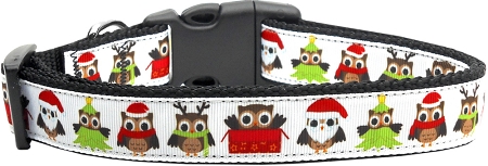 Santa Owls Ribbon Dog Collars Large