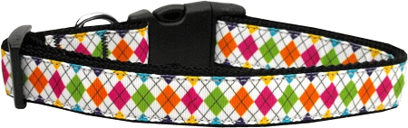 Colorful Argyle Nylon Dog Collar SM