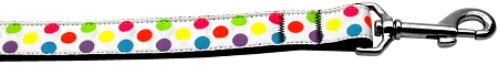 White Multi-Dot 1 inch wide 4ft long Leash