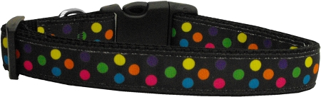 Black Multi-Dot Nylon Dog Collar XS