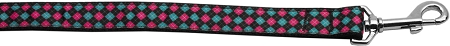 Pink and Blue Plaid Nylon Dog Leash 5/8 inch wide 4ft Long