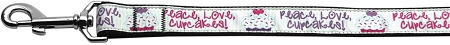 Peace Love Cupcakes Nylon Dog Leash 5/8 inch wide 6ft Long