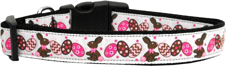 Chocolate Bunnies Nylon Dog Collar XL