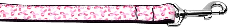 Pink Ribbons on White 1 inch wide 4ft long Leash